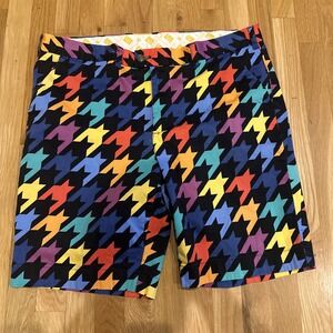 Loudmouth Golf Shorts‎ Men's 42 Multicolor Houndstooth All Over Print Colorful